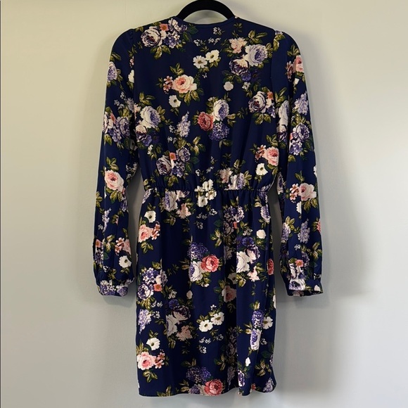 Lulu's Navy Floral Long Sleeve Dress - Picture 5 of 6